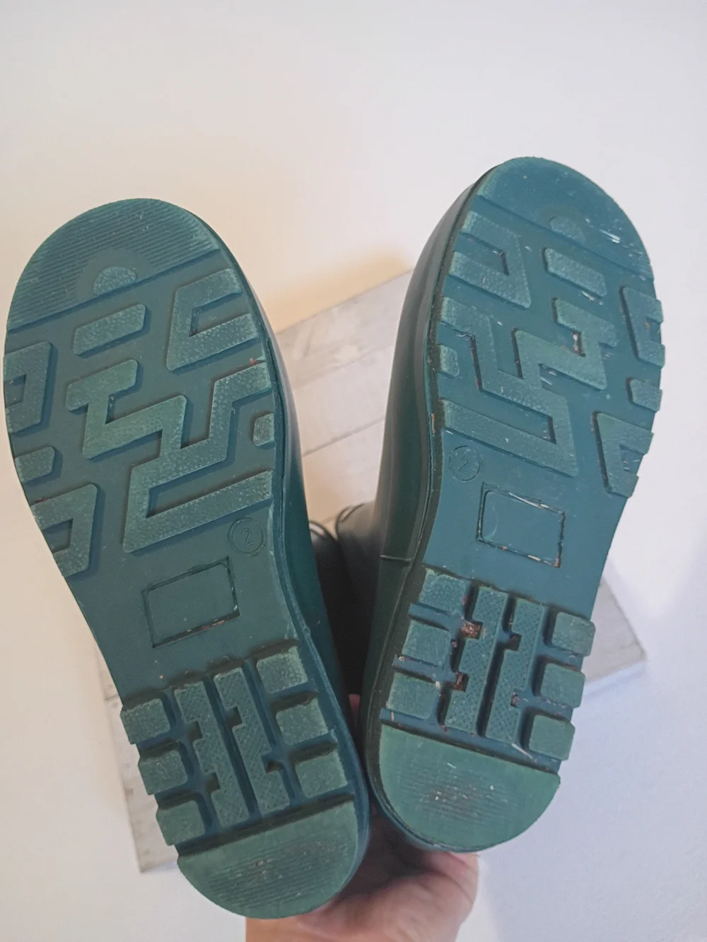Kids My Soft Size 2 Waterproof Green Rain Boots with Easy Pull Handles